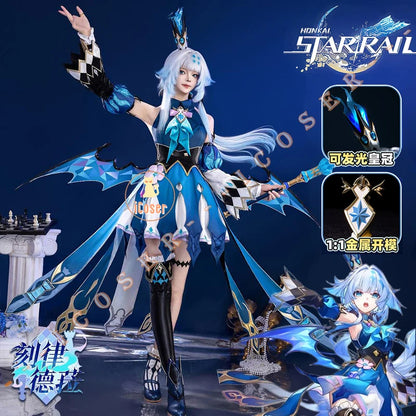 Honkai Star Rail Cerydra Cosplay Costume Wig Dress Uniform Crown Headwear Festival Halloween Party for Women Girls Carnival Prop