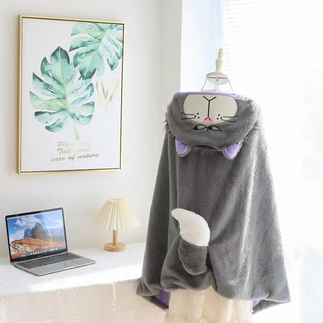 Cartoon Cute Lucifer Hooded Cloak Blanket Office Dormitory Autumn Winter Warm Animal Cloak Nap Blanket Practical Exquisite Gift