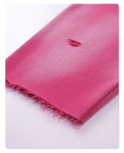 ZODF New Autumn Winter Men Monkey Washed Hoodies Unisex Disstressed Ripped Heavyweight Knitted 450gsm Hooded Pullovers HY0909