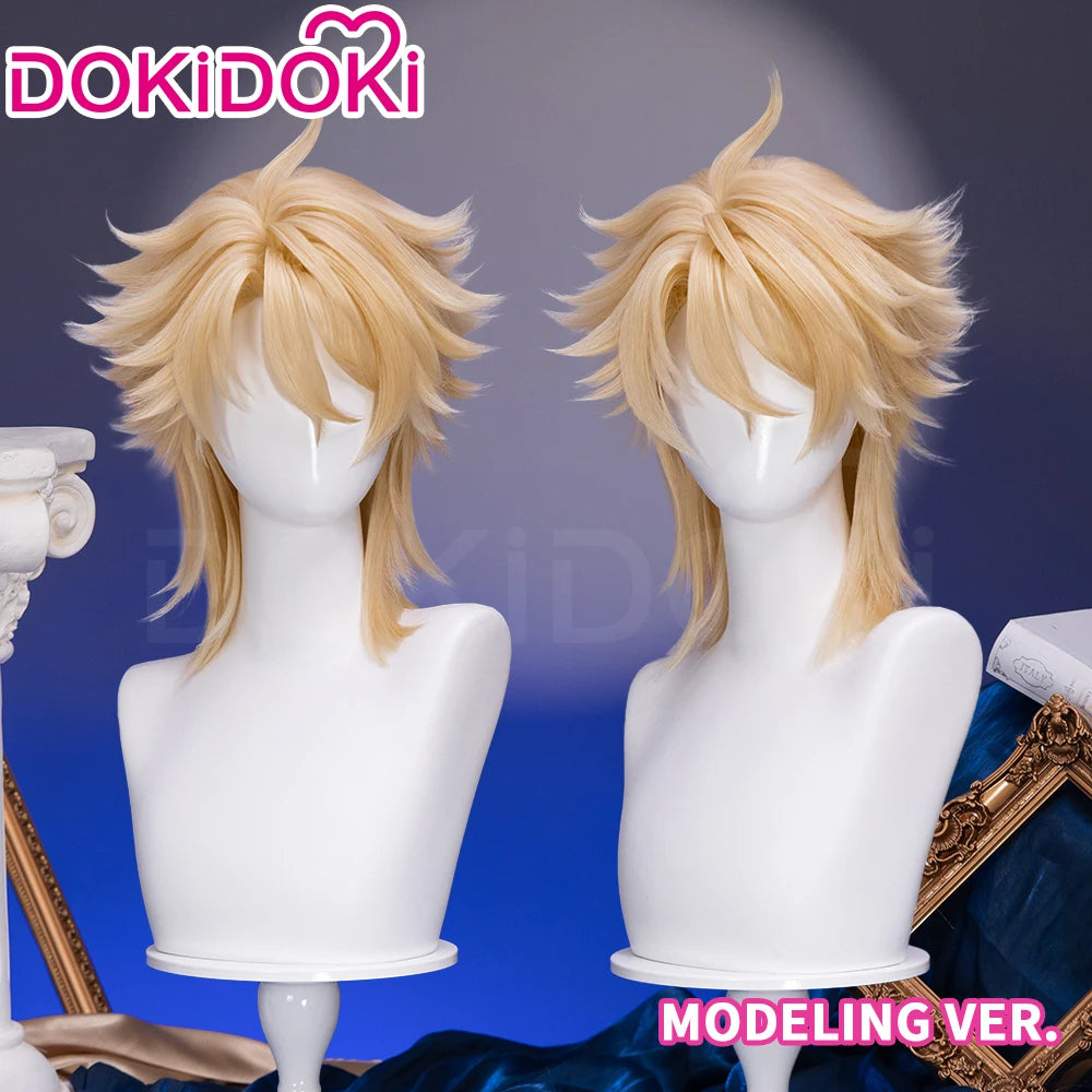 IN STOCK Varka Durin Rerir Wig Game Genshin Impact Song of the Welkin Moon DokiDoki Knights of Favonius Varka Wig Halloween Horn
