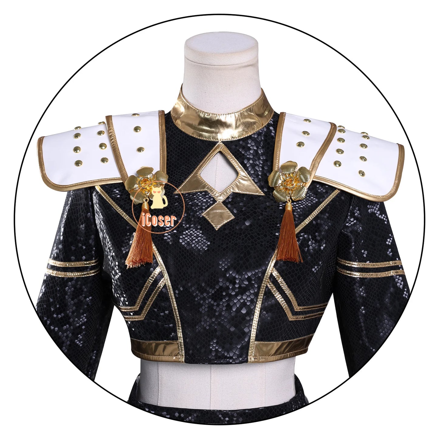 KPop Demon Hunters Zoey Cosplay Costume Black Gold Skirt Huntrix Golden Outfit Earrings Headwear Halloween Party for Women Girls