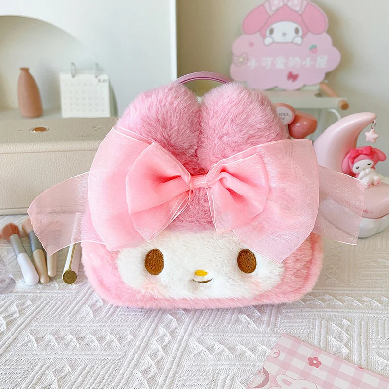 Sanrio My Melody Cosmetic Bag Lovely Plush Bag Handbag Large Capacity Coin Purse Cosmetic Storage Bag Messenger Bag Gifts Girl