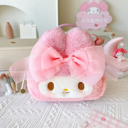 Sanrio My Melody Cosmetic Bag Lovely Plush Bag Handbag Large Capacity Coin Purse Cosmetic Storage Bag Messenger Bag Gifts Girl