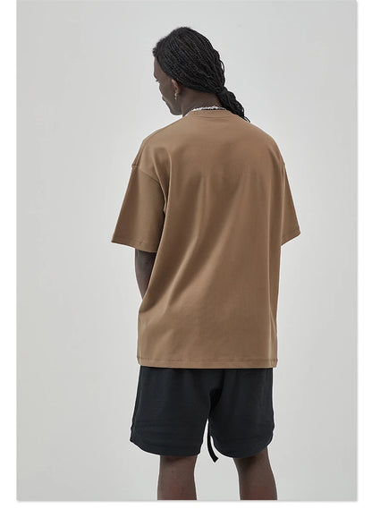 ZODF New 2025 Heavy Weight Summer Solid T Shirts For Men Unisex High Street Oversized 385gsm Cotton T-Shirt Streetwears HY0497