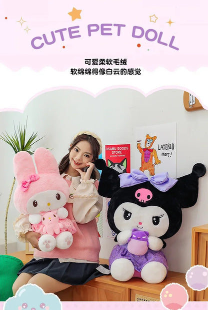new 45/55/75cm Big Size Kuromi My Melody Sanrio Anime Plush Stuffed Doll Room Decoration Plushies Pillow Ornaments Holiday Gifts