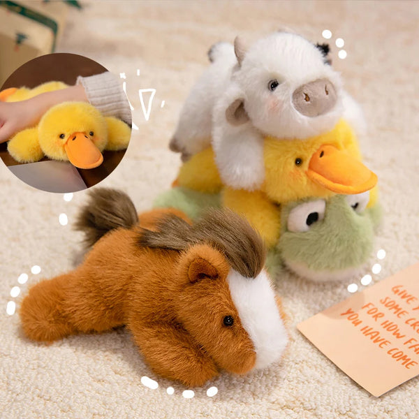 The Codex 18cm Cartoon Lying Plush Animal Wrist Support Cute Horse Duck Cow Frog Kawaii Office Companion Doll