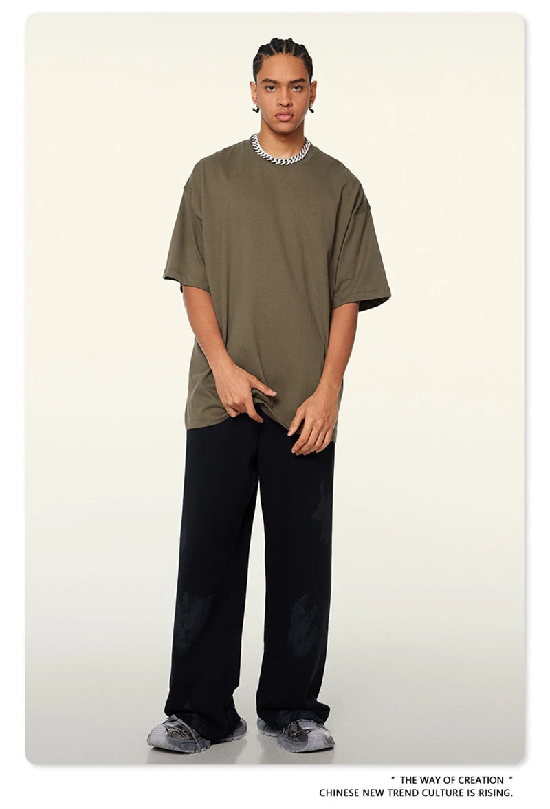 ZODF 2024 Heavy-Weight 345gsm Basic Solid T-Shirts For Men Unisex Women Summer Loose 100% Cotton T Shirt Brand Clothes HY0771