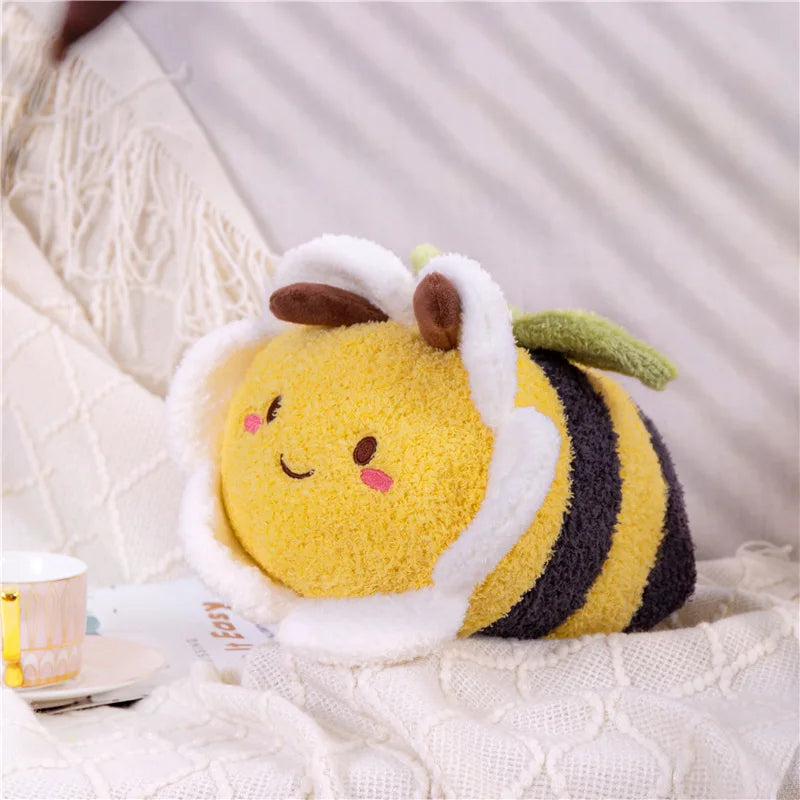 ZU Cute Flower Face Honey Bee Plush Toy Lovely Shark & Bee Caterpillar Ladybug Stuffed Soft Dolls Gift for Girl Boy Home Decor