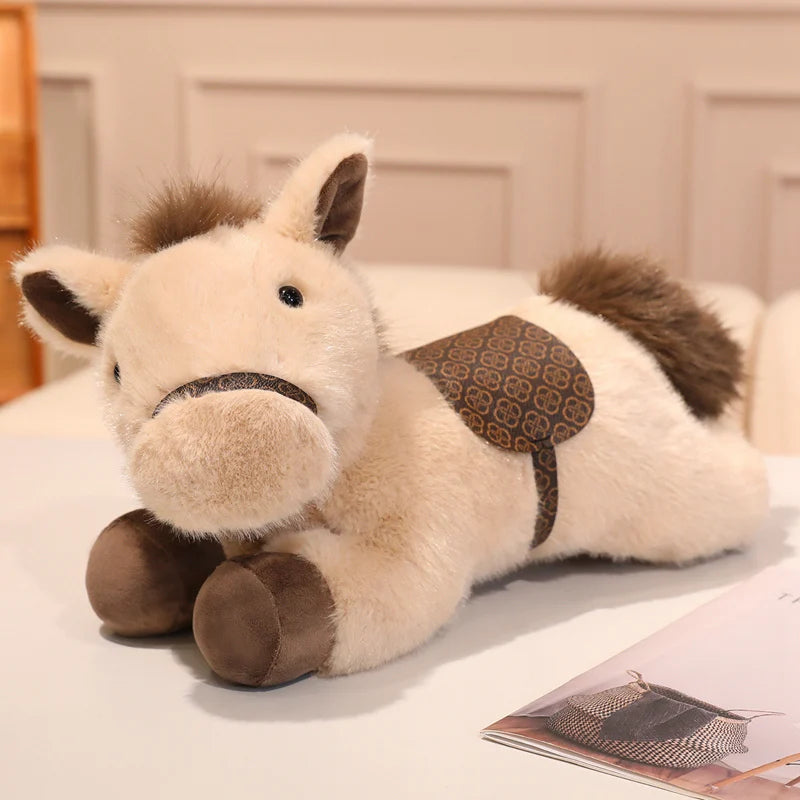 New Arrival Cute Saddle Pony Plushies Stuffed Animal Brown Horse Racehorse Soft Toys Birthday Xmas New Year Gift