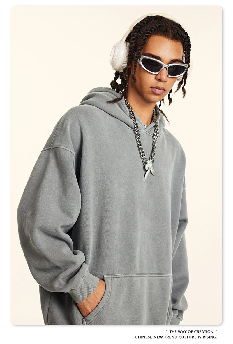 ZODF 2024 Winter Unisex Washed Fleece Hoodies 360gsm Warm Loose Retro Hooded Sweatshirts HY0870