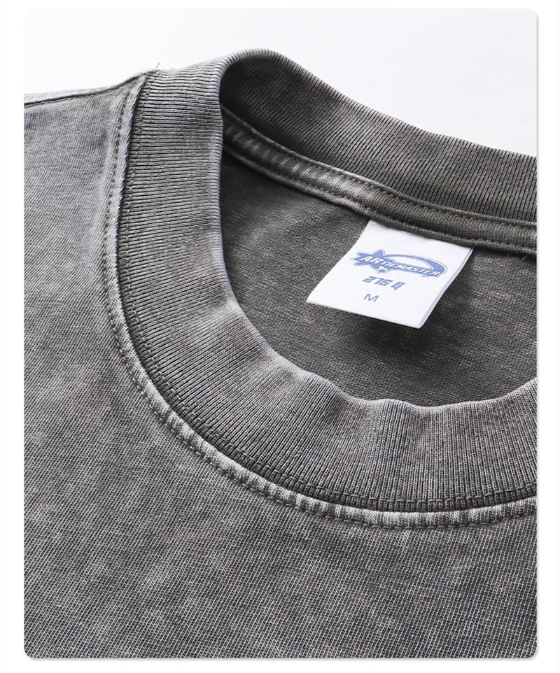 ZODF New Hip Hop Washed Cotton Boxy T-Shirts For Men Unisex Retro Loose Fit Basic Short Version T Shirt Brand Tops HY1076