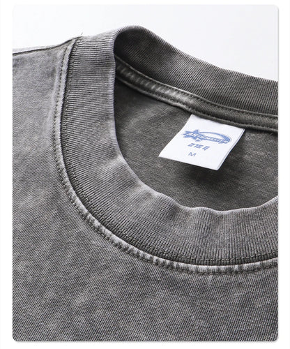 ZODF New Hip Hop Washed Cotton Boxy T-Shirts For Men Unisex Retro Loose Fit Basic Short Version T Shirt Brand Tops HY1076