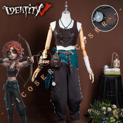 Identity V Archer Cosplay Costume Wig Brynhildr Vilulf Uniform Glasses Eye Patch Halloween Party for Women Girls Carnival Props