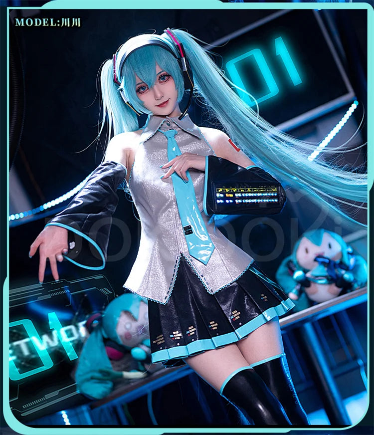 IN STOCK MIKUU Cosplay Costume Game Cosplay DokiDoki-R【S-2XL】Mikku Cosplay Women Cute Costume MIKUU LED Costume Plus Size