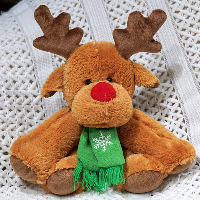 30CM Christmas Reindeer Scarf Plush Stuffed Doll Toy Home Sofa Decoration Gifts For Children New Year Decor Christmas Festive