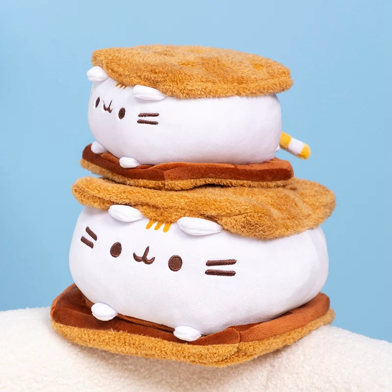 Cute Cat Sandwich Biscuit Plush Pillow Kawaii Cat Shaped Ice Cream Cake Plushie Soft Toy Small Decorative Pillow For Girl Friend