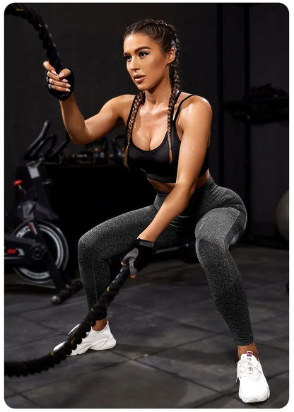 The Codex Seamless Yoga Sport Women’s Push Up Fitness Leggings Ankle-Length Gym Pants - black / M