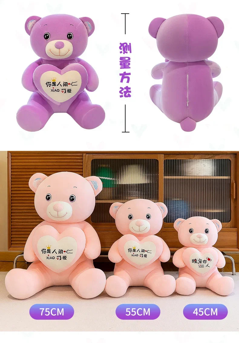 Soft Plush Doll for Children Girlfriend and Wife Heart Little Bear Stuffed Animal Bear Plush Toys Women Valentines Day Gift
