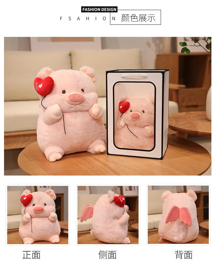 New 30-55cm Cute Cartoon Angel Pig Plush Toys Lovely Fat Piggy Stuffed Doll Red Heart for Girls Lovers Valentine's Day Gifts