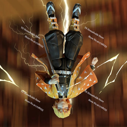 1/12 Scale Agatsuma Zenitsu Shf Anime Man Figure Mini Orange Kimono Coat Toys Clothes Accessory For 6" Soldier Body Decoration