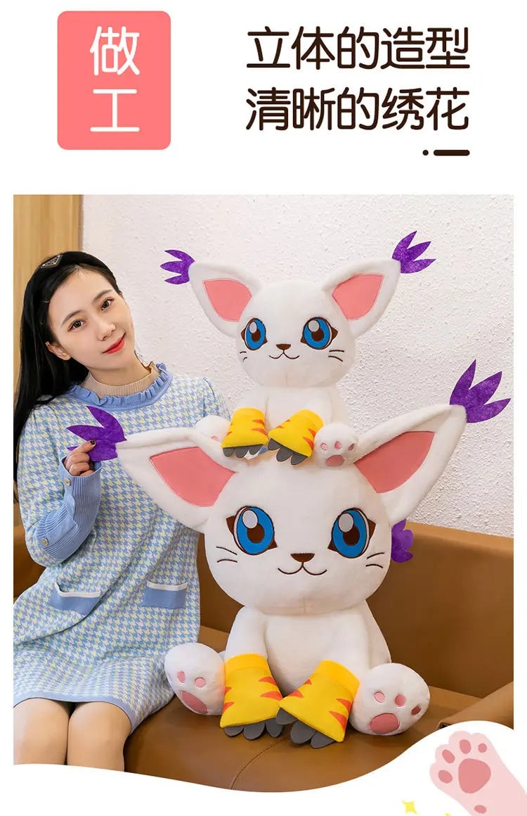 40-80CM Large Big Size Gatomon Plushies Tailmon Peluche Cartoon Anime Plush Comfortable Soft Doll Children's Ornament Toy Gifts