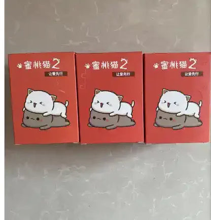 Peach Cat V2 Blind Box Cartoon Anime Figure Doll Trendy Toy Cute Pvc Desktop Room Ornament Decoration Collect Gift Mystery Box