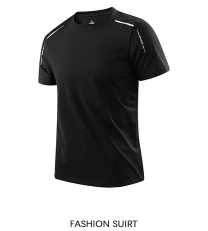 Chrlck Men’s Quick Drying Breathable Running T-Shirt Soft Elastic Outdoor Sports Shirt Summer
