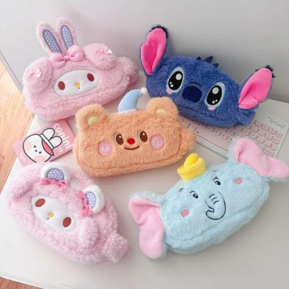 Cartoon My Melody Butter Bear Plush Makeup Bag Cute Anime Pencil Case Large Capacity Student Pencil Case Storage Bag Gifts Girl