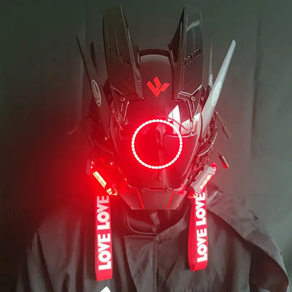 Cyberpunk Helmet Cosplay Dreadlocks Cool Mask With Led Light Shinobi Samurai Mask Braids Christmas Birthday Gift Dreads Wings