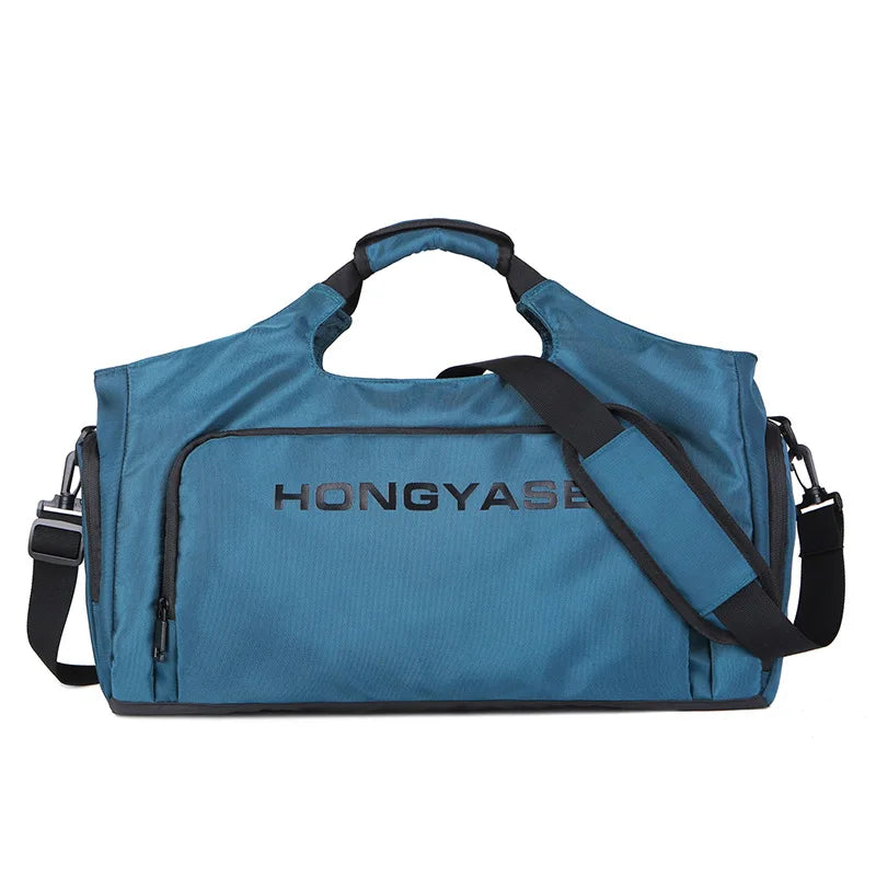 Gym Sports Bag for Men Waterproof Travel Fitness Duffle with Shoe Pocket Shoulder Tote Outdoors Weekend Luggage - Blue