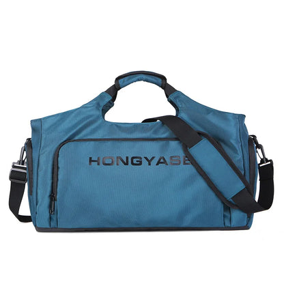 Gym Sports Bag for Men Waterproof Travel Fitness Duffle with Shoe Pocket Shoulder Tote Outdoors Weekend Luggage - Blue