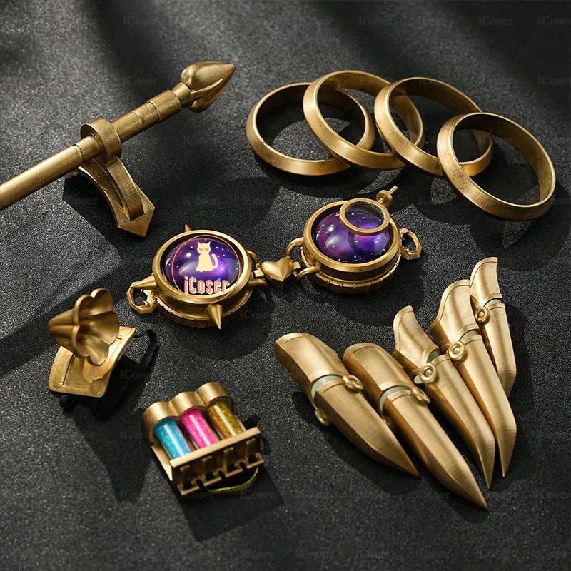 iCoser Identity V Tracy Reznik Lock Core Cosplay Costume Wig Mechanic Headwear Heartlock Metal Props Halloween Party for Women