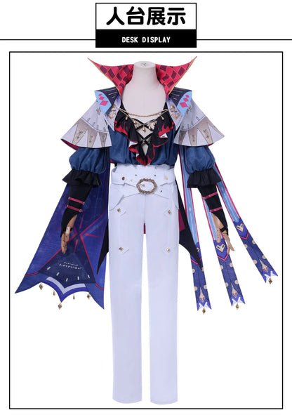 Wuthering Waves Brant Cosplay Costume Wig Uniform Hat Necklace Troupe of Fools Rinascita Carnival Halloween Party for Women Men