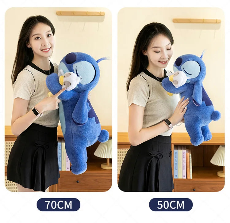 120cm Large Big Size Disney Stitch Holding Duck Anime Plush Stuffed Doll Room Plushies Pillow Ornaments Children's Holiday Gifts