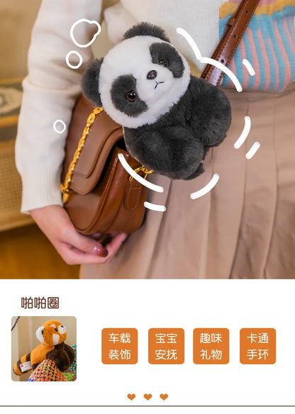 A Panda Doll Lying on Its Wrist in A Lap Lap, A Plush Toy Bracelet in Plush Stuffed Animal Kids Birthday Christmas Gift Stitch