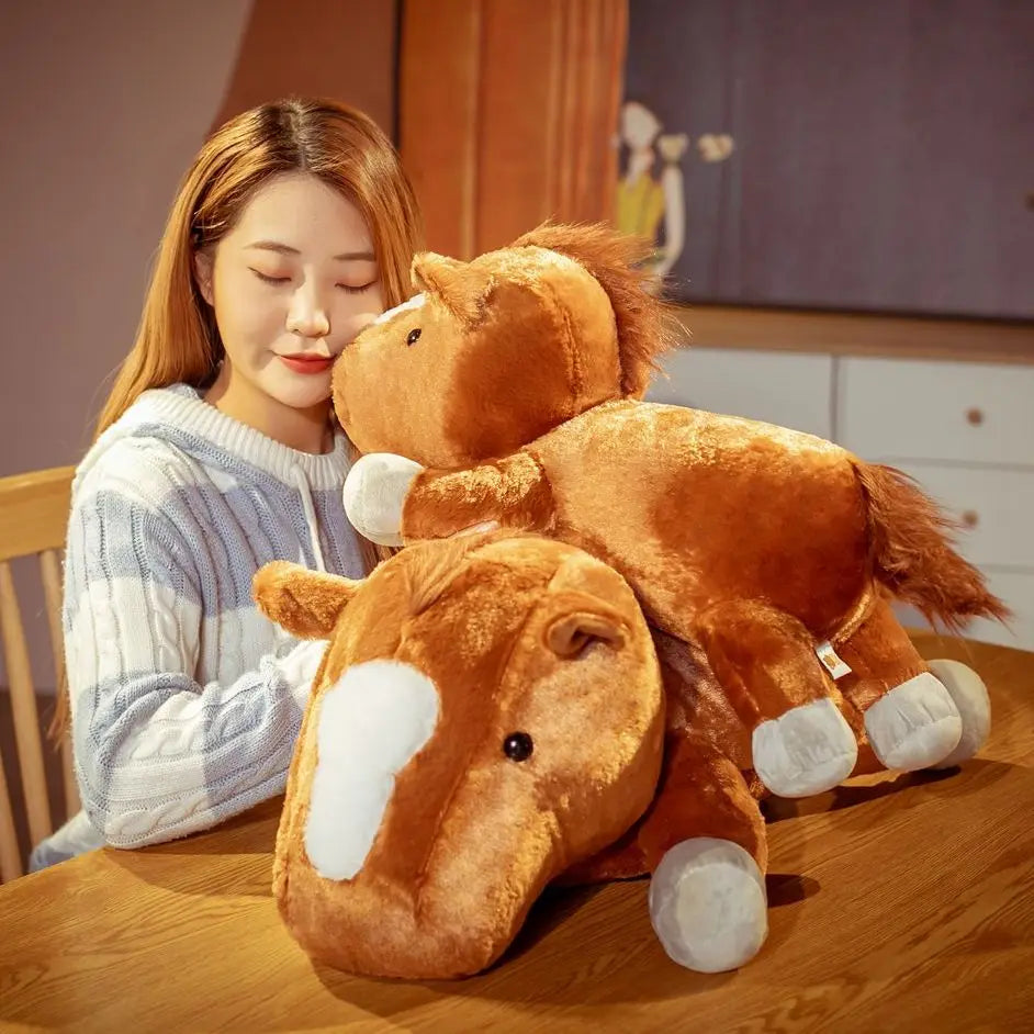 1 piece 55/70cm Soft BIg Round Head Horse Plush Toy Stuffed Pure White Horse Throw Pillow Stuffed Likelike Animals For Boy Gift