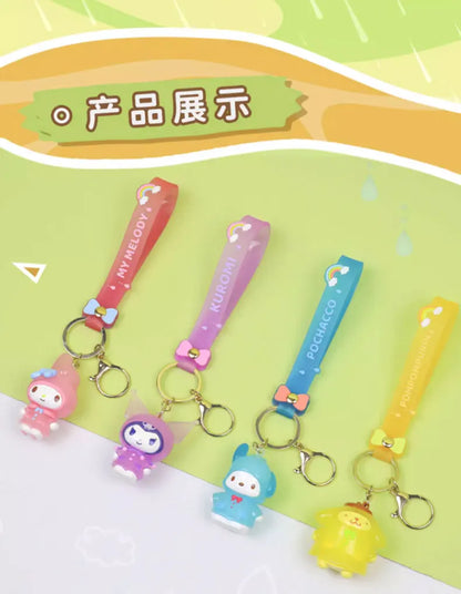 Sanrio Kuromi Pompompurin Mymelody Pochacco Hello Kitty Figure Pendant Keychain Holder Keychain Car Keyring Kids Birthday Gift