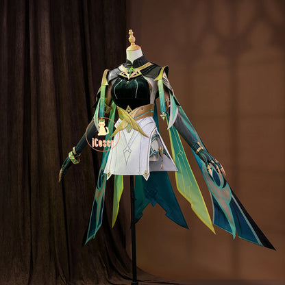 Genshin Impact Nefer Cosplay Costume Wig Dress Uniform Outfit Headwear Carnival Halloween Party for Women Girls Accessory iCoser