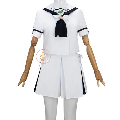 Anime Summer Pockets Shiroha Naruse Cosplay Costume White JK Suit Skirt Stocking Halloween Party for Women Girls Carnival Outfit