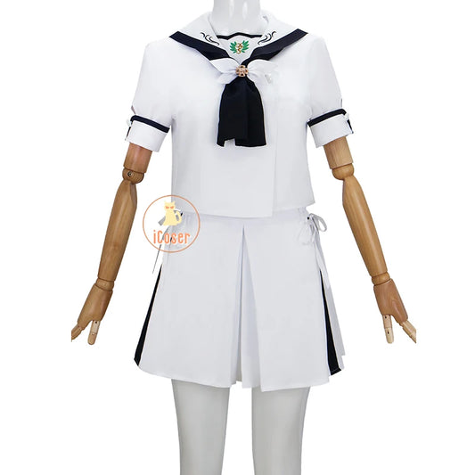 Anime Summer Pockets Shiroha Naruse Cosplay Costume White JK Suit Skirt Stocking Halloween Party for Women Girls Carnival Outfit