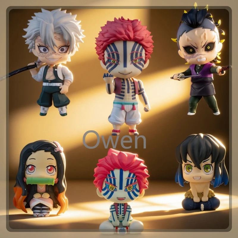 Cute Anime Demon Slayer Kimetsu No Yaiba Figurine Hashibira Inosuke Action Figures Clay Man PVC Model Statue Collection Toy Gift