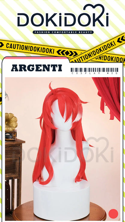 IN STOCK Argenti Wig Cosplay Game Honkai: Star Rail Cosplay DokiDoki Argenti Cosplay Ear Clip Men Red Long Hair Free Wig Cap