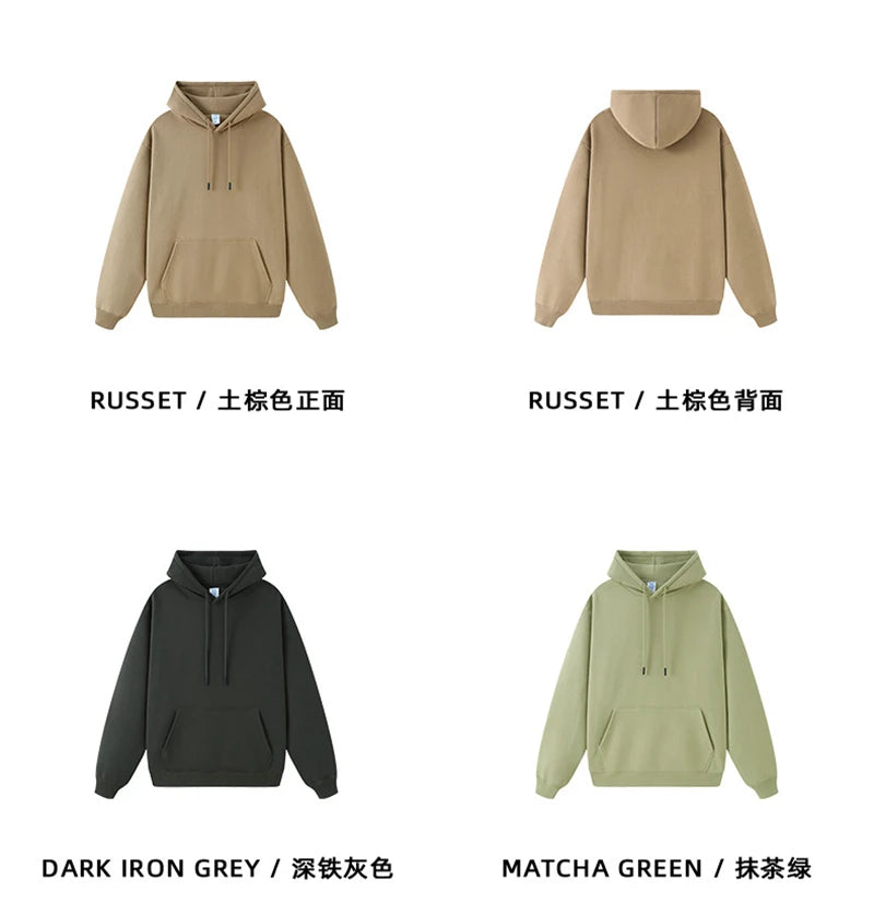 ZODF Casual Winter Men 350gsm Fleece Hoodie Unisex Loose Warm Solid Hooded Sweatshirt Pullover 18 Colors HY0728