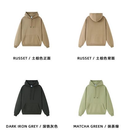 ZODF Casual Winter Men 350gsm Fleece Hoodie Unisex Loose Warm Solid Hooded Sweatshirt Pullover 18 Colors HY0728