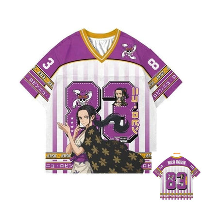 83 Jersey One Piece Nico Robin Anime Korean Style Kpop Baseball Hockey T-shirt Fashion Streetwear Anime Daily Unisex Tops Tees