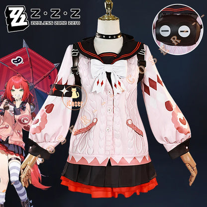 Zenless Zone Zero Ukinami Yuzuha Cosplay Costume Wig Uniform Backpack Headwear Spook Shack Halloween Party for Women Girl iCoser