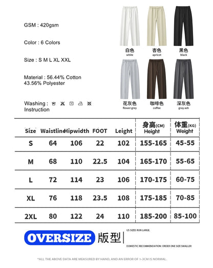 ZODF 2025 Winter Man Basic 420gsm Straight Pants Unisex Loose Clean Fit Sport Trousers Brand Streetwears HY0061