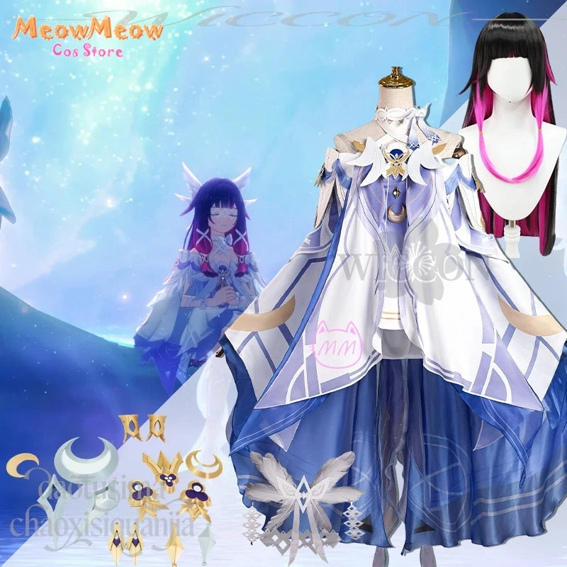 Genshin Impact Moon Goddess Columbina Cosplay Suit Polyester