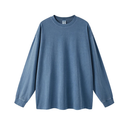 ZODF New Autumn Men's 260gsm 100% Cotton T Shirts Unisex Retro High Street Loose Washed Solid Tees Streetwears HY0376