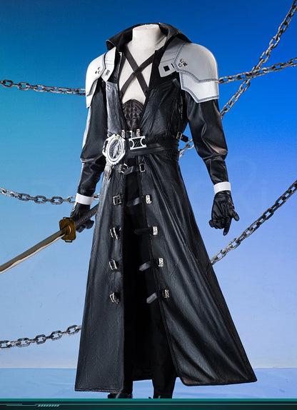 Sephiroth Cosplay Costume Game FF DokiDoki-R【XS-3XL】Men Black Suits Sephiroth Costume Adult Cosplay Plus Size